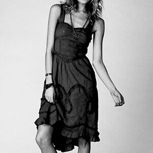 RARE • Free People Victorian Dreams Lace Corset Dress in Black •